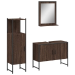 Set Mobili da Bagno 3 pz Rovere Marrone in Legno Multistrato