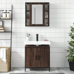 Set Mobili da Bagno 2 pz Rovere Marrone in Legno Multistrato