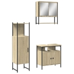 Set Mobili da Bagno 3 pz Rovere Sonoma in Legno Multistrato