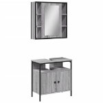 Set Mobili da Bagno 2 pz Grigio Sonoma in Legno Multistrato