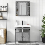 Set Mobili da Bagno 2 pz Grigio Sonoma in Legno Multistrato