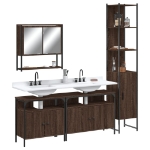 Set Mobili da Bagno 4 pz Rovere Marrone in Legno Multistrato