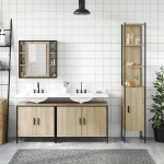 Set Mobili da Bagno 4 pz Rovere Sonoma in Legno Multistrato