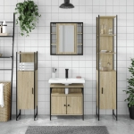 Set Mobili da Bagno 4 pz Rovere Sonoma in Legno Multistrato