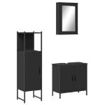 Set Mobili da Bagno 3 pz Nero in Legno Multistrato