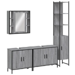 Set Mobili da Bagno 4 pz Grigio Sonoma in Legno Multistrato