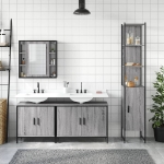 Set Mobili da Bagno 4 pz Grigio Sonoma in Legno Multistrato