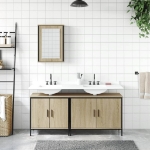 Set Mobili da Bagno 3 pz Rovere Sonoma in Legno Multistrato