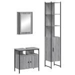 Set Mobili da Bagno 3 pz Grigio Sonoma in Legno Multistrato