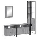 Set Mobili da Bagno 4 pz Grigio Sonoma in Legno Multistrato