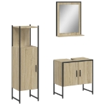 Set di Mobili da Bagno 3 pz Rovere Sonoma in Legno Multistrato