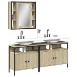 Set di Mobili da Bagno 3 pz Rovere Sonoma in Legno Multistrato