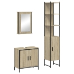 Set Mobili da Bagno 3 pz Rovere Sonoma in Legno Multistrato