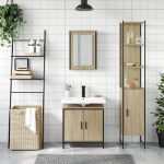 Set Mobili da Bagno 3 pz Rovere Sonoma in Legno Multistrato