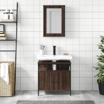 Set Mobili da Bagno 2 pz Rovere Marrone in Legno Multistrato