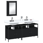 Set Mobili da Bagno 3 pz Nero in Legno Multistrato