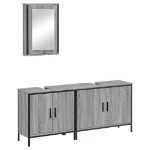 Set Mobili da Bagno 3 pz Grigio Sonoma in Legno Multistrato