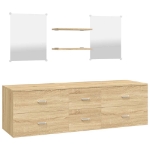 Set Mobili da Bagno 5 pz Rovere in Legno Multistrato