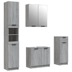 Set Mobili da Bagno 4 pz Grigio Sonoma in Legno Multistrato