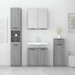 Set Mobili da Bagno 4 pz Grigio Sonoma in Legno Multistrato