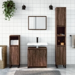 Set Mobili da Bagno 2 pz Rovere Marrone in Legno Multistrato