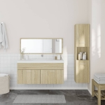 Set Mobili da Bagno 3 pz Rovere Sonoma in Legno Multistrato