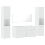 Set Mobili da Bagno 4 pz Bianco Lucido in Legno Multistrato