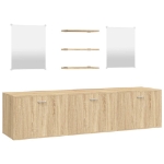 Set Mobili da Bagno 6 pz Rovere in Legno Multistrato