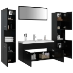 Set Mobili da Bagno Nero in Legno Multistrato