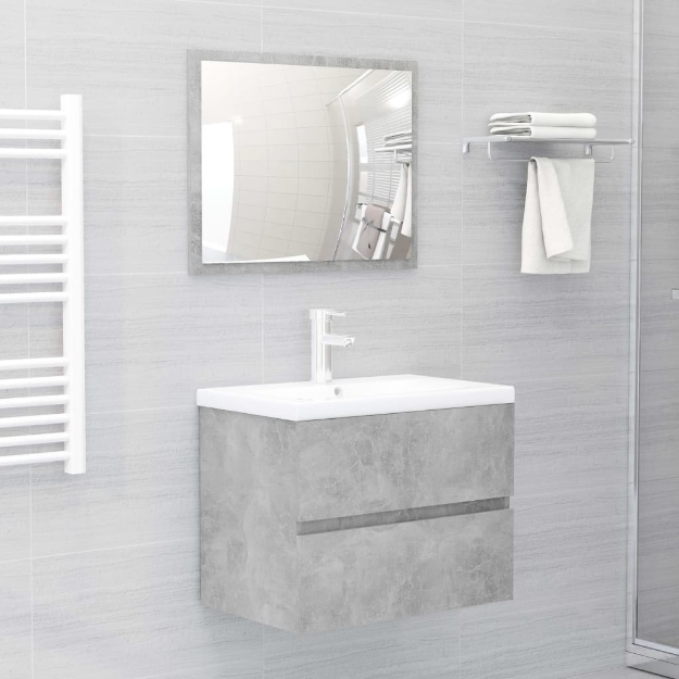 Set Mobili da Bagno Grigio Cemento in Legno Multistrato