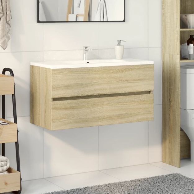 Mobile Lavabo Rovere Sonoma 90x38,5x45 cm in Legno Multistrato