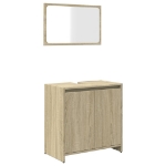 Set Mobili da Bagno 2 pz Rovere Sonoma in Legno Multistrato