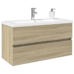 Set Mobili da Bagno 2 pz in Ceramica e Legno Multistrato