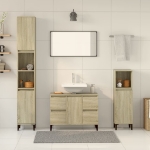 Set Mobili da Bagno 3 pz Rovere Sonoma in Legno Multistrato