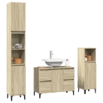 Set Mobili da Bagno 3 pz Rovere Sonoma in Legno Multistrato