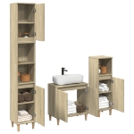 Set Mobili da Bagno 3 pz Rovere Sonoma in Legno Multistrato