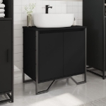 Mobile Lavabo Bagno Nero 60x35x60 cm in Truciolato