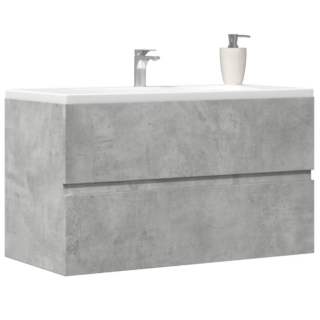 Mobile Pensile da Bagno Grigio Cemento 80x38,5x45 cm Truciolato