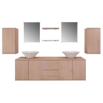 Set Mobili da Bagno con Lavabo 9 pz Beige