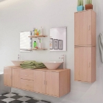 Set Mobili da Bagno con Lavabo 9 pz Beige