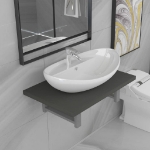 Set Mobili da Bagno 2 pz Ceramica Grigio