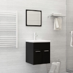 Set Mobili da Bagno 2 pz Nero in Legno Multistrato