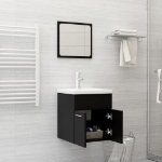 Set Mobili da Bagno 2 pz Nero in Legno Multistrato