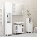 Set Mobili da Bagno 3 pz Bianco Lucido in Truciolato