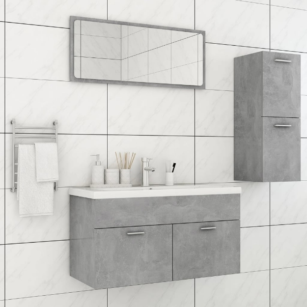 Set Mobili da Bagno Grigio Cemento in Truciolato