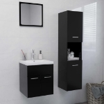 Set Mobili da Bagno Nero in Legno Multistrato