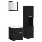 Set Mobili da Bagno Nero in Legno Multistrato