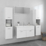 Set Mobili da Bagno Bianco Lucido in Legno Multistrato