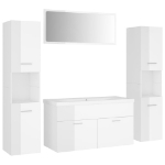 Set Mobili da Bagno Bianco Lucido in Legno Multistrato