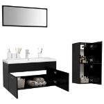 Set Mobili da Bagno Nero in Truciolato